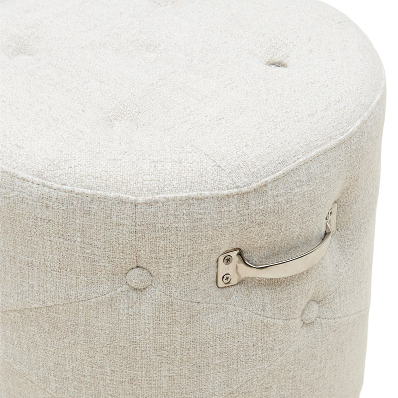 Bowery Hocker, Rich Tweed Antique White