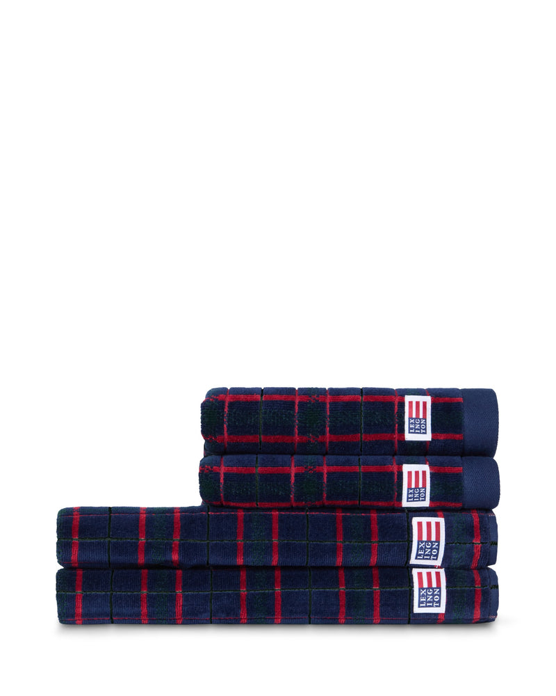 Kariertes Handtuch-Set – Marine/Grün/Weinrot (5854)