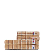 Kariertes Handtuch-Set – Beige/Grau/Hellbeige (2714)