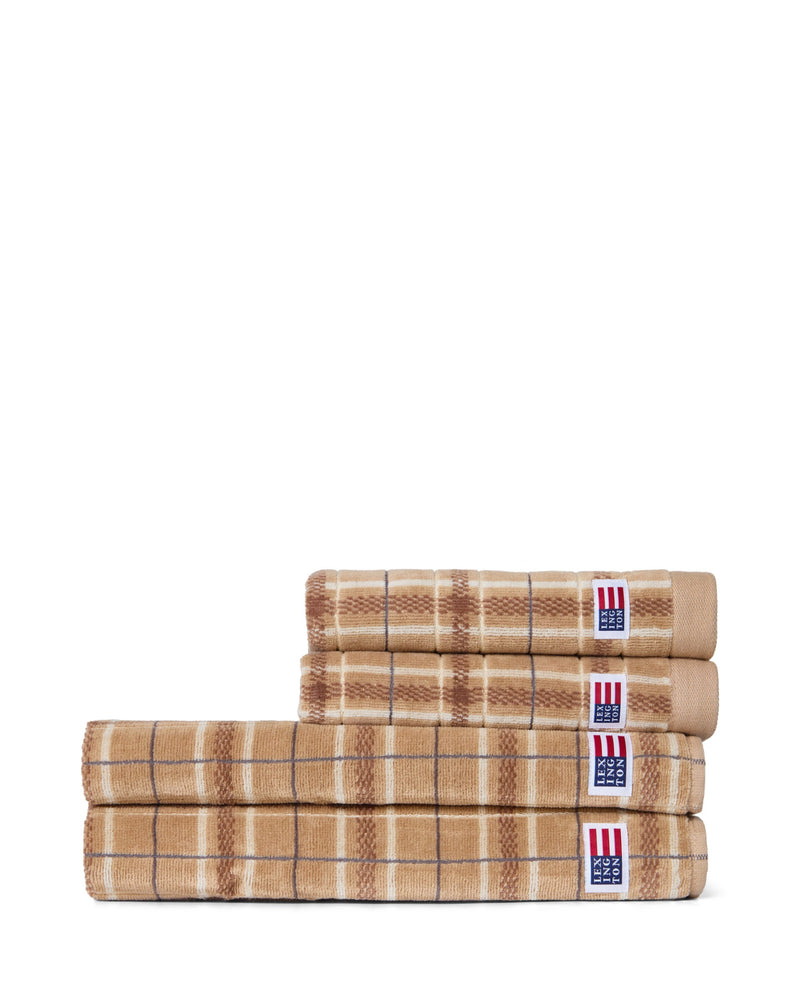 Kariertes Handtuch-Set – Beige/Grau/Hellbeige (2714)