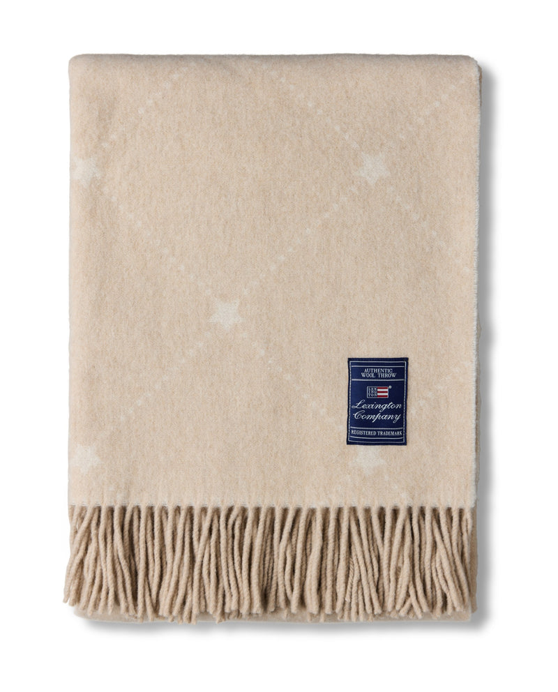 Überwurf Signature Star aus recycelter Wolle – Beige/Weiß