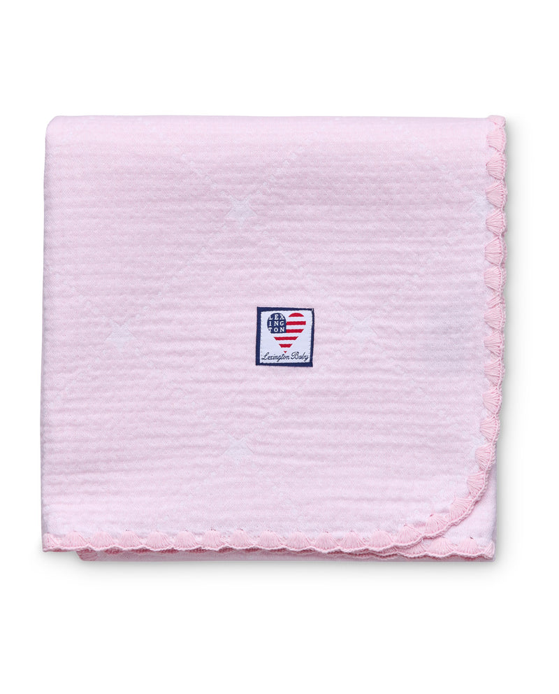 Baby-Decke Signature Star aus Bio-Baumwolle – Rosa/Weiß