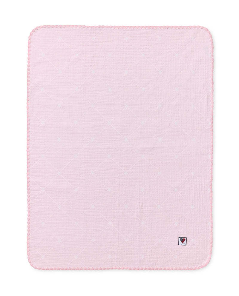 Baby-Decke Signature Star aus Bio-Baumwolle – Rosa/Weiß