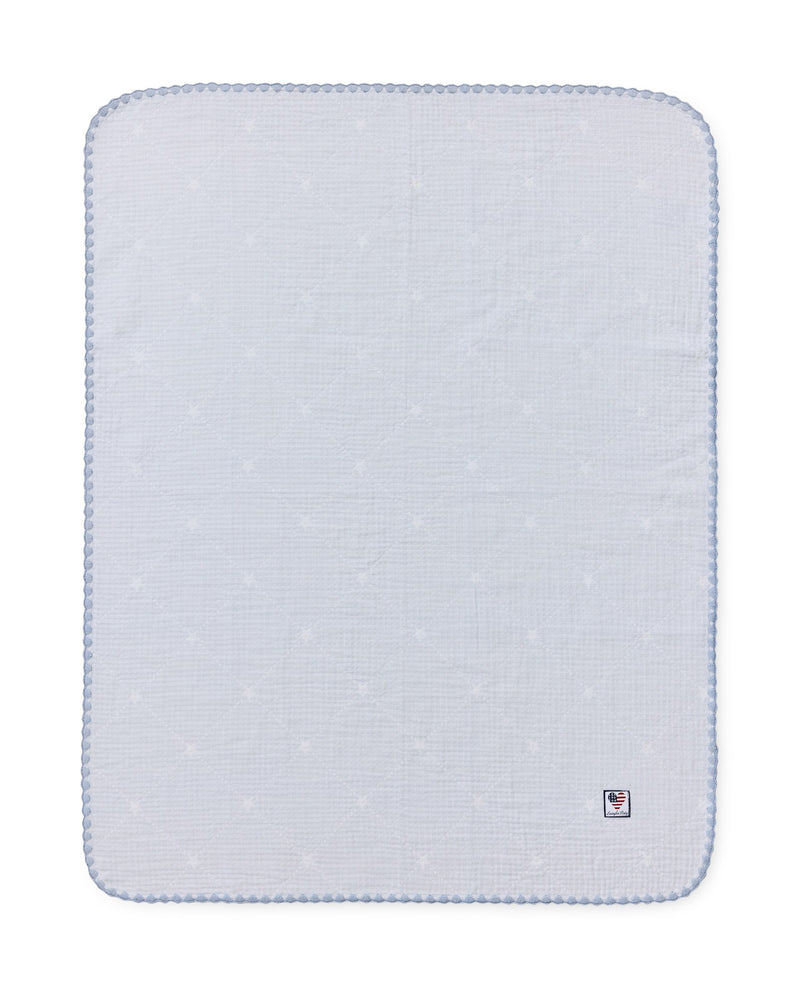 Baby-Decke Signature Star aus Bio-Baumwolle – Blau/Weiß