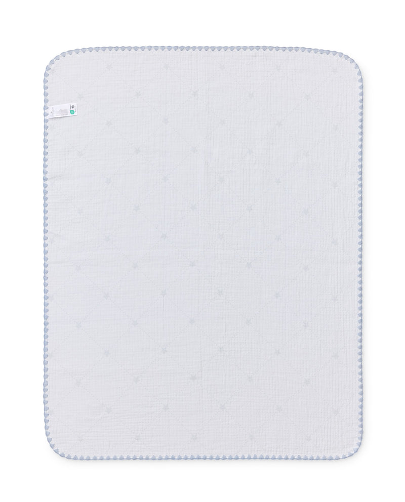 Baby-Decke Signature Star aus Bio-Baumwolle – Blau/Weiß