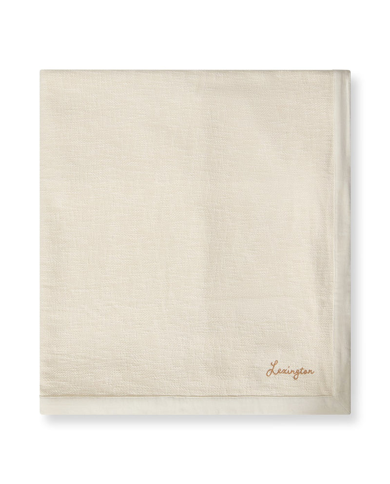Fischgrat-Tagesdecke aus Bio-Baumwolle – Hellbeige