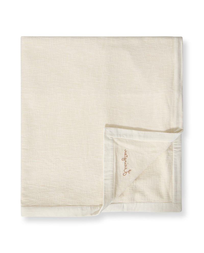 Fischgrat-Tagesdecke aus Bio-Baumwolle – Hellbeige