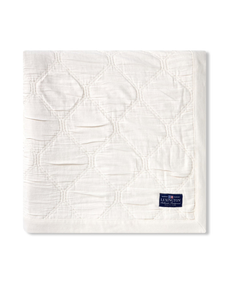 Jacquard-Tagesdecke Holiday aus Bio-Baumwolle – Hellbeige
