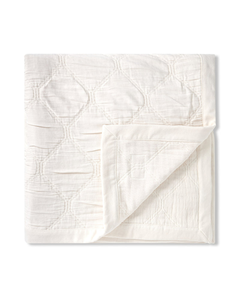 Jacquard-Tagesdecke Holiday aus Bio-Baumwolle – Hellbeige