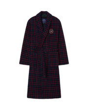 Karierter Unisex-Bademantel aus Baumwollvelours – Marine/Grün/Weinrot