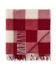 Kariertes Plaid Holiday aus recycelter Wolle – Rot/Hellbeige/Beige
