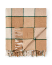 Kariertes Plaid Holiday aus recycelter Wolle – Beige/Hellbeige/Grün