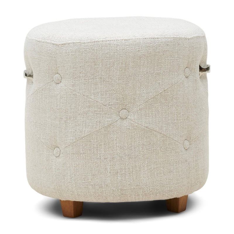 Bowery Hocker, Rich Tweed Antique White