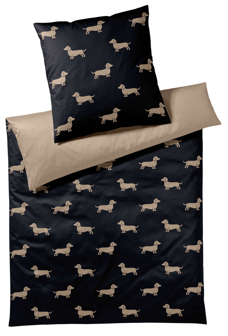 Mako Satin Wende Bettwäsche Dogs mit Dackel Motiv