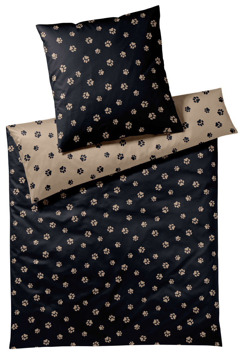 Mako Satin Wende Bettwäsche Paws mit Hundepfoten Motiv