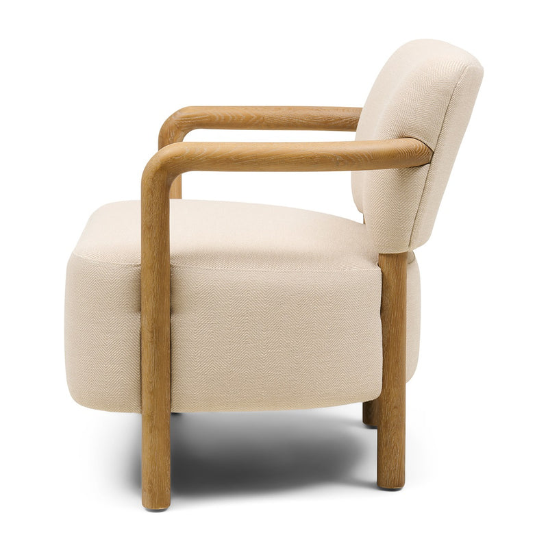 Rivièra Maison Sessel Lech mit Holzarmlehnen, Herringbone Weave, Beige - Ansicht 2