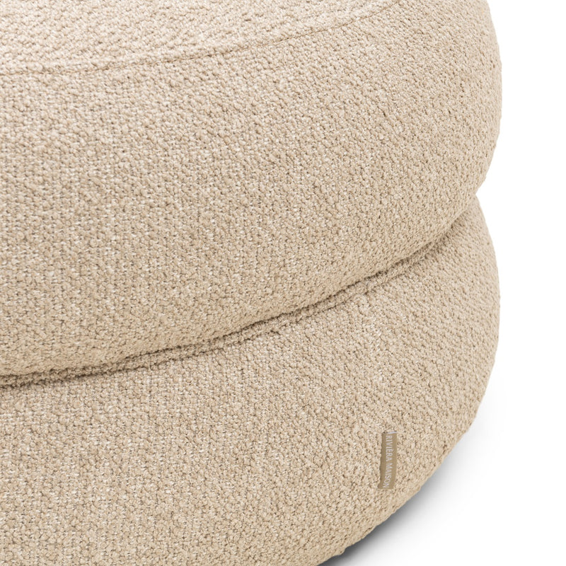 Hocker San Remo Ø70, Peluche Bouclé Natural Grey
