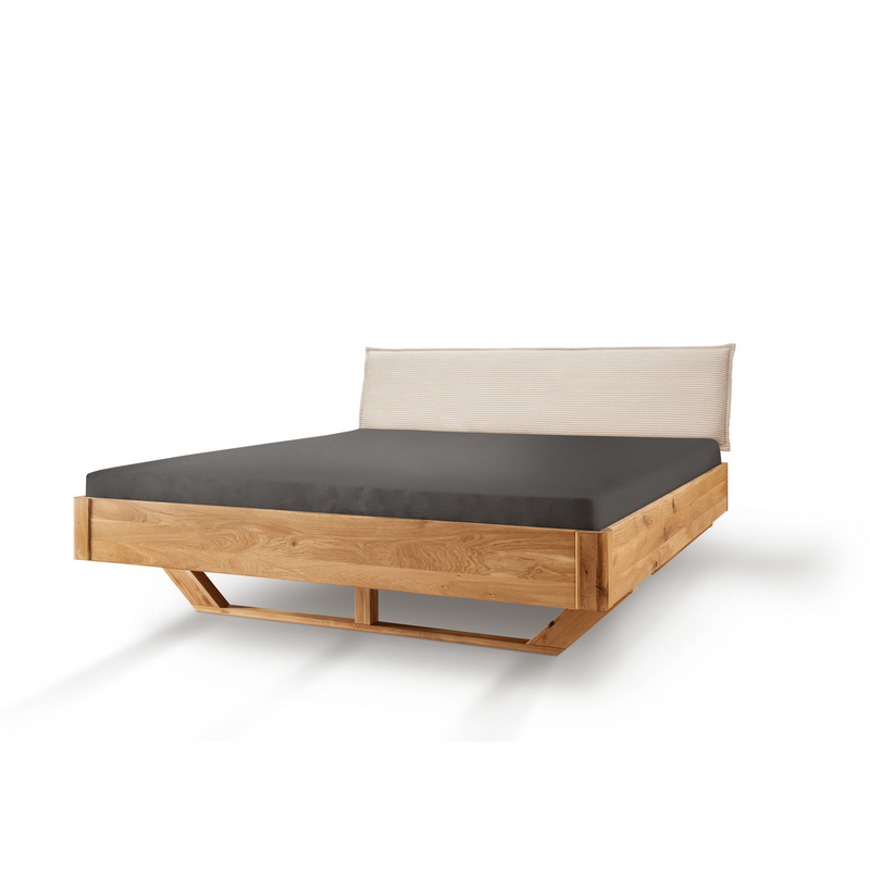 Aktionsbett 11 Wildeiche mit Cordkopfteil Beige