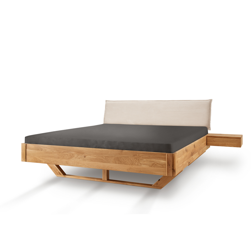 Aktionsbett 11 Wildeiche mit Cordkopfteil Beige