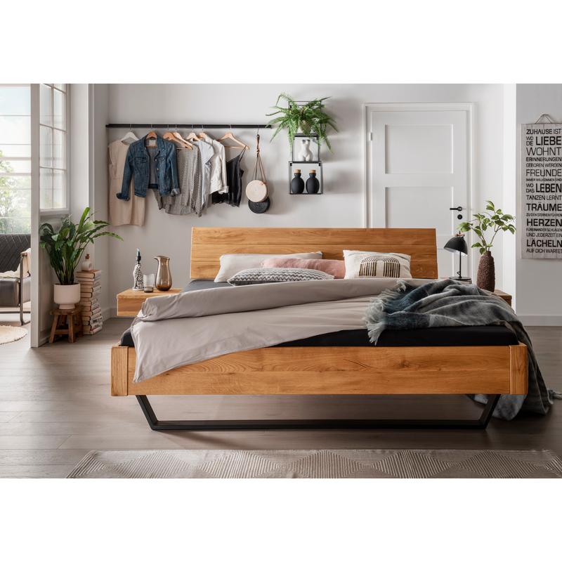 Aktionsbett 2 Wildeiche mit Metallkufe