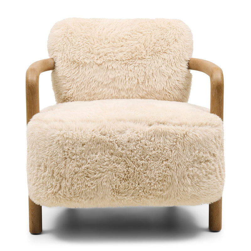 Rivièra Maison Sessel Lech mit Holzarmlehnen, Cloud Fur, Off White - Ansicht 1