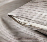 Bambus Satin Bettwäsche Chamber mit Querstreifen – Natur