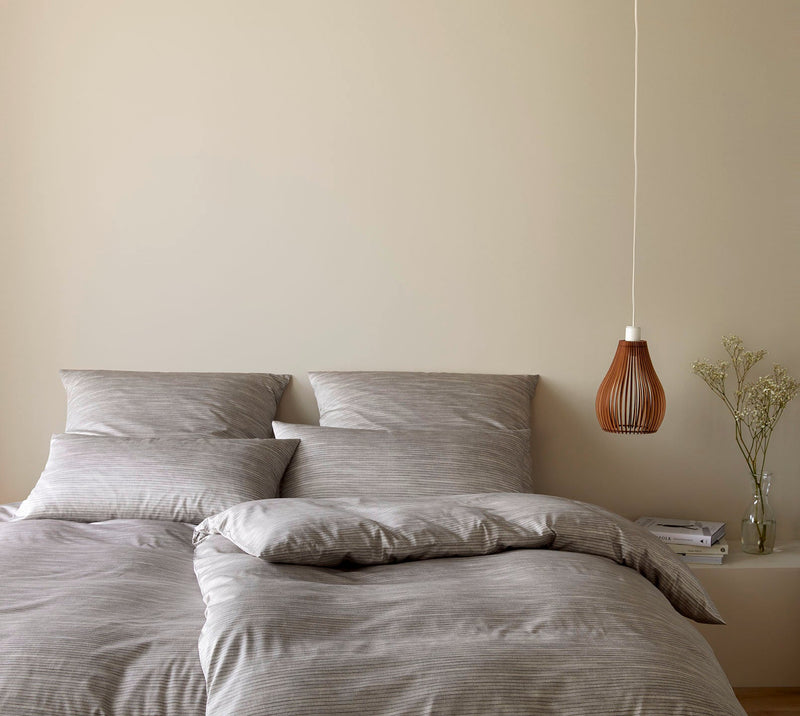 Bambus Satin Bettwäsche Chamber mit Querstreifen – Natur