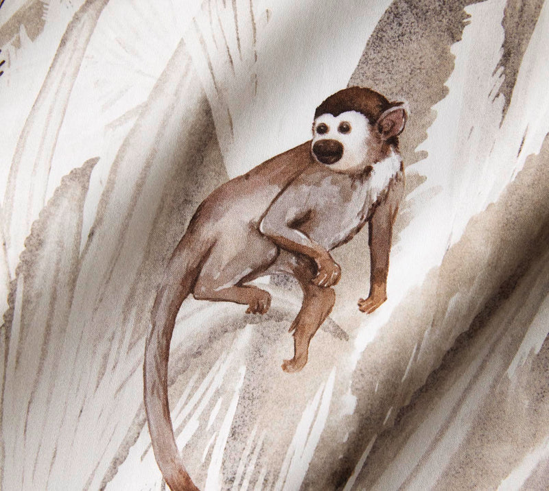 Bambus Satin Bettwäsche Monkeys mit Äffchen-Motiv – Natur
