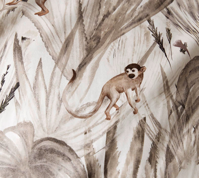 Bambus Satin Bettwäsche Monkeys mit Äffchen-Motiv – Natur