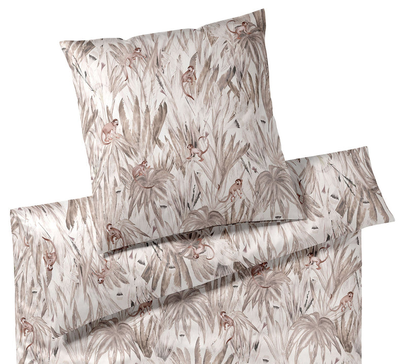 Bambus Satin Bettwäsche Monkeys mit Äffchen-Motiv – Natur