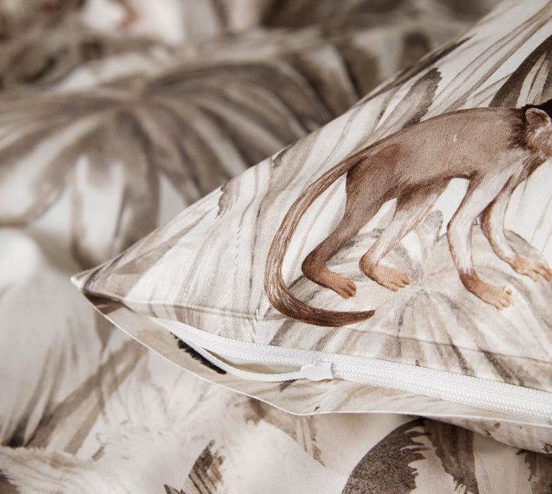 Bambus Satin Bettwäsche Monkeys mit Äffchen-Motiv – Natur