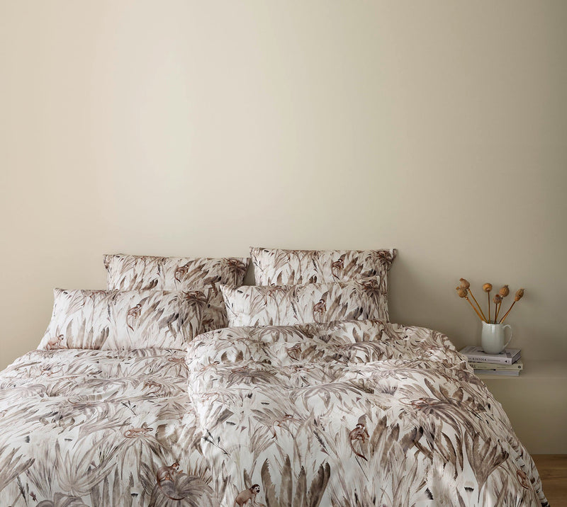 Bambus Satin Bettwäsche Monkeys mit Äffchen-Motiv – Natur