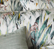Bambus Satin Bettwäsche Monkeys mit Äffchen-Motiv – Grün