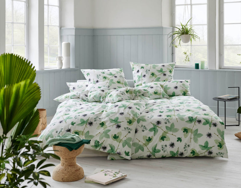 Bio Satin-Bettwäsche Grüne Pflanzenwelt