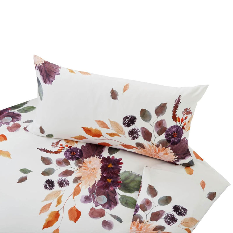 Bio Satin-Bettwäsche Herbstblumen