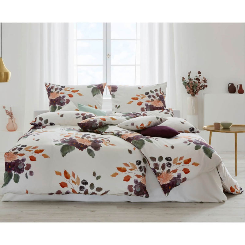 Bio Satin-Bettwäsche Herbstblumen