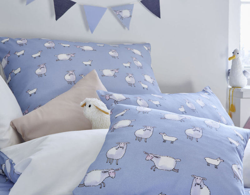 Bio Satin-Kinderbettwäsche Schäfchen