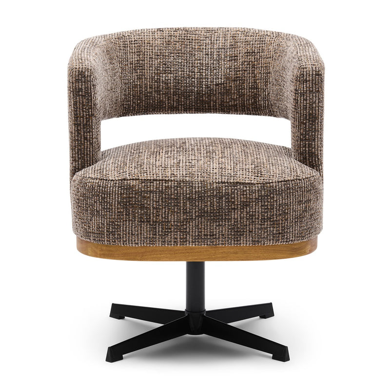 Rivièra Maison Drehbarer Armlehnstuhl Ceranova, Tweed – Sepia Brown – Ansicht 1