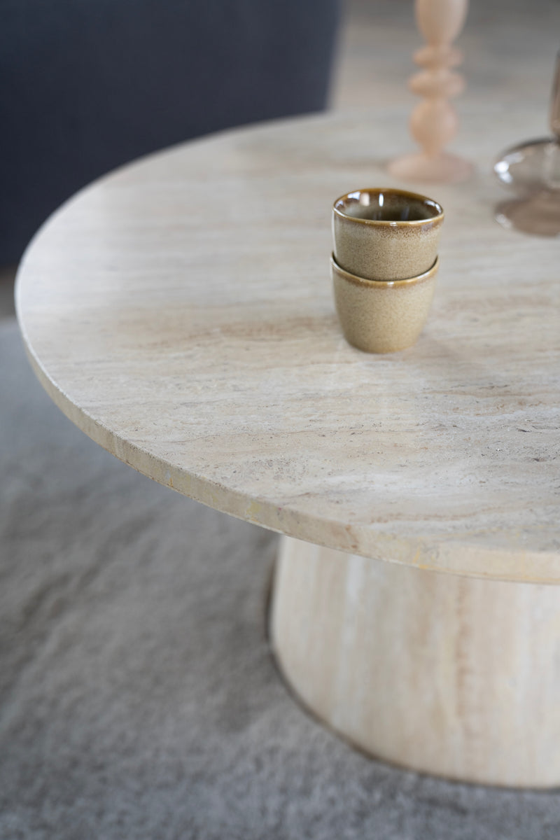 Travertin Couchtisch Aime, 70x70 rund