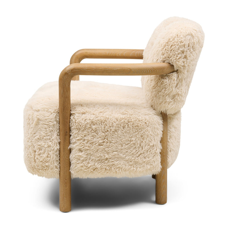Rivièra Maison Sessel Lech mit Holzarmlehnen, Cloud Fur, Off White - Ansicht 4