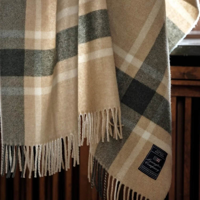 Wolldecke Frame Checked Recycled Wool Throw