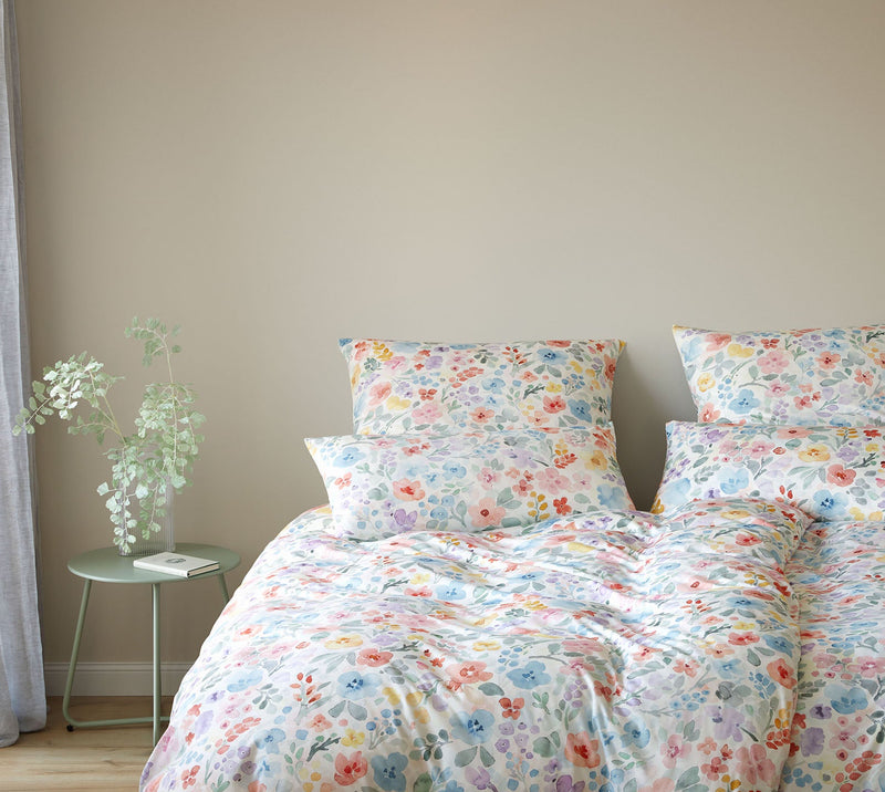 Interlock Jersey Bettwäsche Gentle Jersey mit Blüten-Allover – Blau