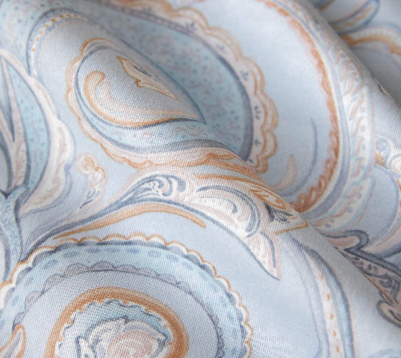 Interlock Jersey Bettwäsche Grace mit Paisley-Muster – Bleu