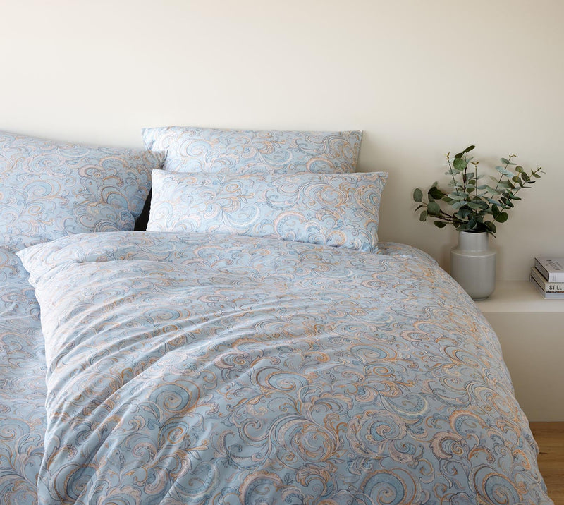 Interlock Jersey Bettwäsche Grace mit Paisley-Muster – Bleu