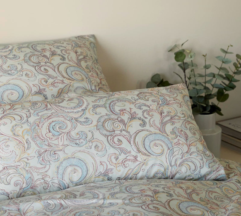 Interlock Jersey Bettwäsche Grace mit Paisley-Muster – Zartgrün