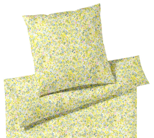 Interlock Jersey Bettwäsche Mimosa Jersey mit Blütenmotiv – Zitronengelb
