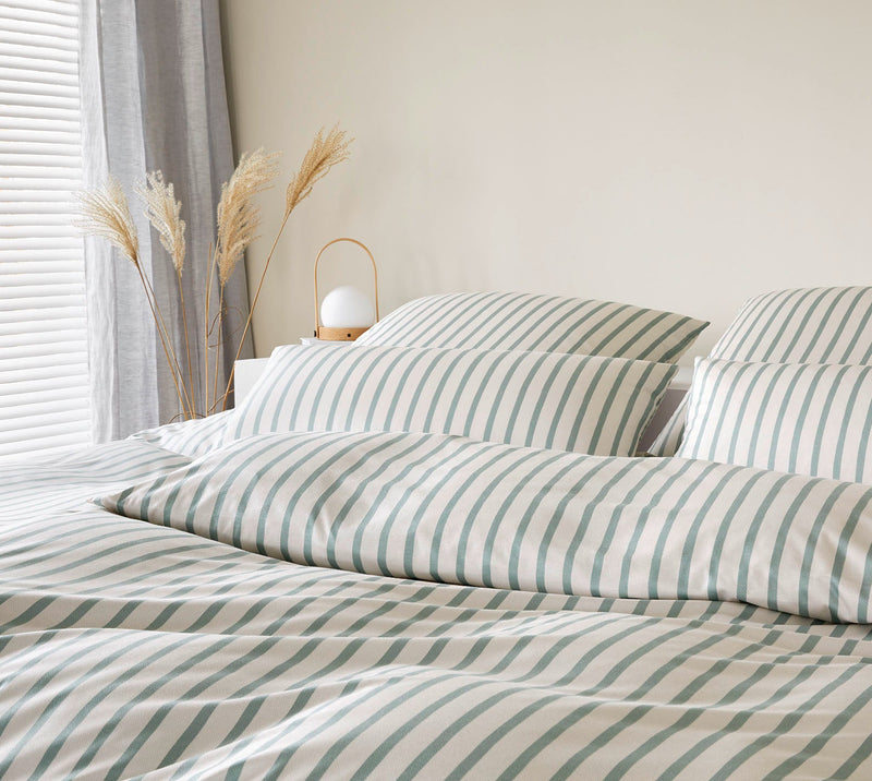 Interlock Jersey Bettwäsche Naturally mit Streifen – Salbei