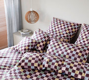 Interlock Jersey Bettwäsche Scrabble Jersey mit Schachbrett-Karo – Merlot