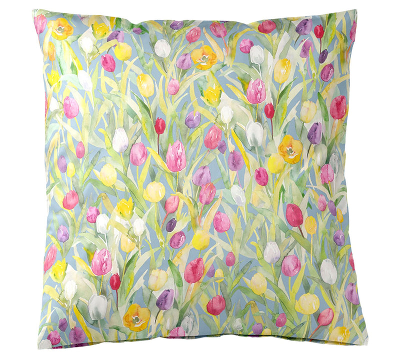Mako Batist Bettwäsche Tulpen mit Blumenmotiv – Blau
