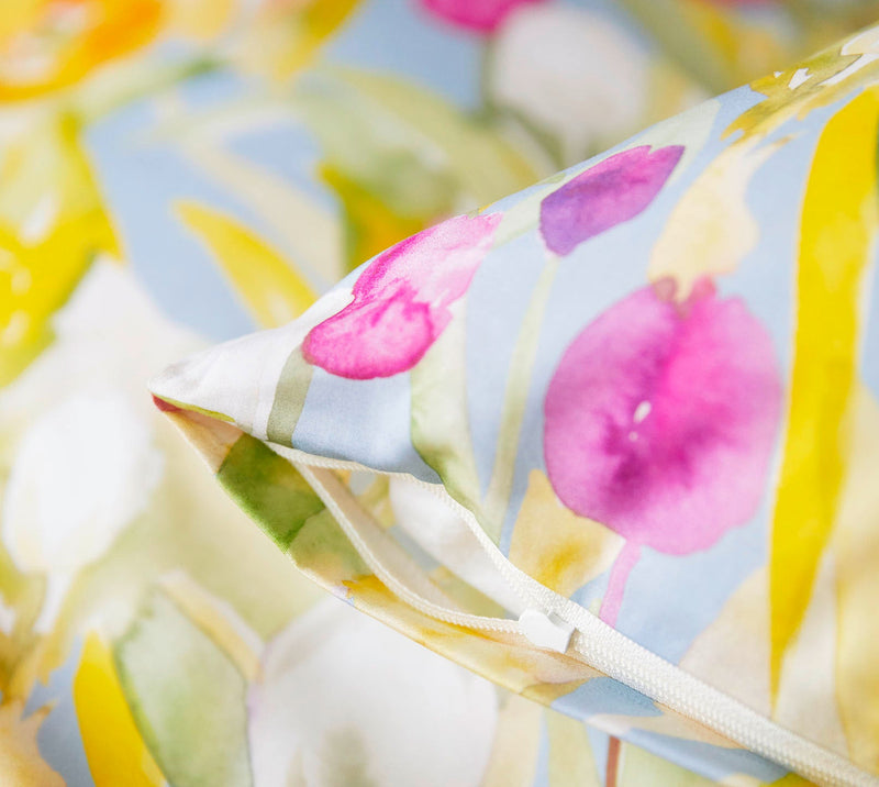Mako Batist Bettwäsche Tulpen mit Blumenmotiv – Blau